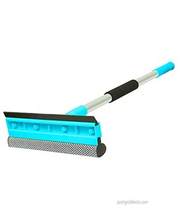 Guay Clean Window Glass Squeegee Wiper and Scrubber Dual Side Blade Rubber and Sponge Telescopic Long and Short Pole for Glass Door Window Windshield Blue