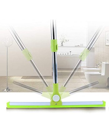 JEBBLAS Professional Floor Scrubber Squeegee with 14 inch Silicone Blade Telescopic Adjustable Stainless 51" Long Handle Floor Wiper for Marble Glass Pet Hair Bathroom Window Cleaning