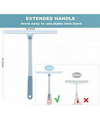 Shower Squeegee for Shower Doors,Silicone Glass Window Squeegee with 10.6 inch Squeegee Water Blade and Non-Slip Long Handle,360°Rotatable Silicone Squeegee for Shower Glass Door,Bathroom and Window