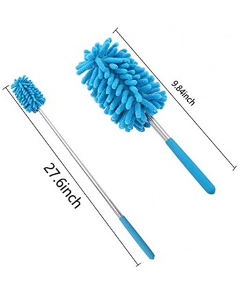3 Pcs Retractable Long-Reach Washable Dusting Brush Microfiber Hand Duster with Telescoping Pole
