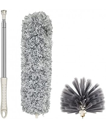 Atopov Microfiber Duster for Cleaning Extendable Duster Collector Head Bendable Washable with 100-inch Stainless Steel Extension Pole Lint Free Dusters，Roof Ceiling Fan Blinds Cobwebs