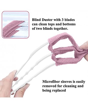 Blind Duster Window Blind Cleaner Duster Brush with 6 Microfiber Sleeves 2 Pack Brush Blind Cleaner Tool Blind Duster for Vinyl and Wood Blinds