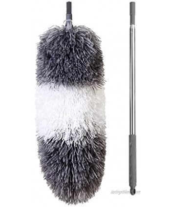BOOMJOY Microfiber Feather Duster with Extendable Pole 100" Telescoping Cobweb Duster for Cleaning Bendable Head Scratch-Resistant Cover Washable Duster for Ceiling Fan Furniture