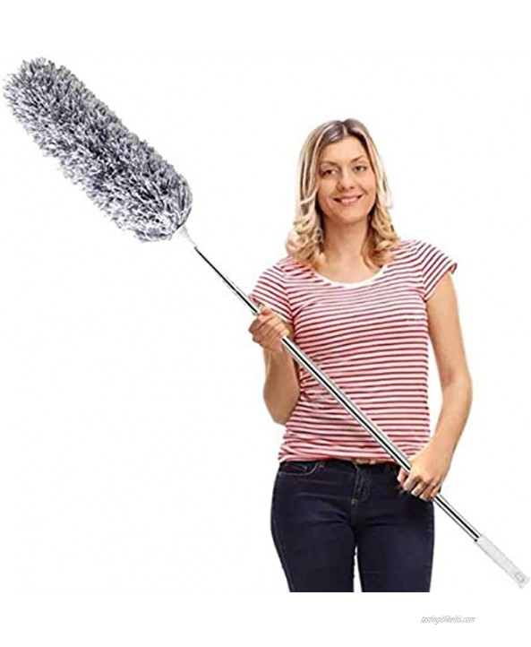 DELUX Microfiber Feather Duster Extendable Cobweb Duster with 100 inches Extra Long Pole Bendable Head & Scratch-Resistant Hat for Cleaning Ceiling Fan High Ceiling Blinds Furniture & Cars