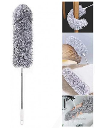 DIBALA Retractable Microfiber Dust Collector with Extension Pole 34-110 inche Washable Bending Lint Free Feather Duster for Cleaning Roof Ceiling Fan Blinds Cobwebs,Sofa