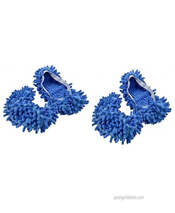 LiXiongBao 2 Pairs Blue Washable Dust Mop Slippers Shoes Microfiber Cleaning House Mop Slippers Multifunctional Lazy Floor Cleaning Shoes Cover for House Kitchen Bathroom Office