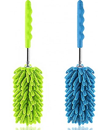 Microfiber Duster for Cleaning DxUxSxT Washable Extendable Cobweb Dusters with Telescoping Extension Pole Bendable Head & Scratch-Resistant Hat for Car Window Furniture Office