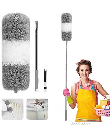 Microfiber Duster Homga Cobweb Duster with 100 Inch Extension Pole Bendable & Extendable Feather Duster Washable Dusters for Cleaning Cobweb Ceiling Fan Blind Car