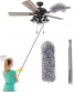 Microfiber Duster with 100" Extension Pole Washable Bendable Head Cobweb Feather Dusters for Cleaning High Ceiling Ceiling Fan Blinds Furniture Keyboard Cars