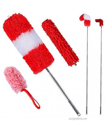 Microfiber Duster,Telescoping Feather Duster with Replaceable Chenille Head,98.5-inch Extension Pole Used for Cleaning of Cars Ceilings Glass and High Place