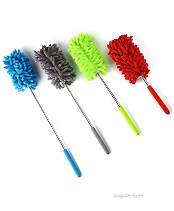 MuchL 4 Pack Microfiber Dusters with Extension Pole Microfiber Hand Duster for Cleaning Feather Duster for Home Office Car Computer Air Conditioner Ceiling Fan and Else
