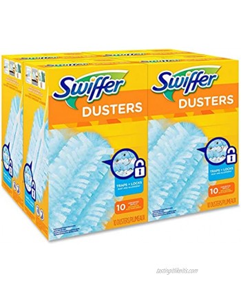 Swiffer 21459CT Refill Dusters Dust Lock Fiber Light Blue Unscented 10 Box 4 Box Carton