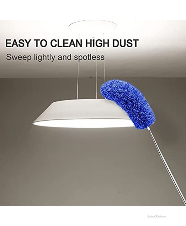 VMVN Microfiber Duster with Extension Pole Stainless Steel Reusable Bendable Duster Sets Washable Lightweight Dusters for Cleaning Ceiling Fan High Ceiling Blinds Furniture Cars