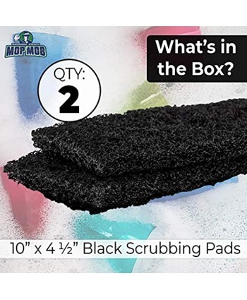 Heavy Duty XL Black Scouring Pad 2 Pack. 10 x 4.5in Large Multipurpose Nylon Scrubbing Sponges. Clean Bathrooms Kitchens Counters and Floors to Erase Grime and Make Surfaces Sparkle