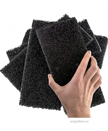 Heavy Duty XL Black Scouring Pad 5 Pack. 10 x 4.5in Large Multipurpose Nylon Scrubbing Sponges. Clean Bathrooms Kitchens Counters and Floors to Erase Grime and Make Surfaces Sparkle