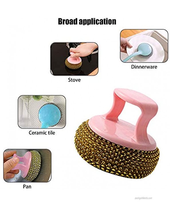 Non-Scratch Dishes Scrubber,Kitchen Steel Wool,Family Scrubbing Pad,Detachable Handle Cleaner Sponge,Easy Scouring Scrubbing Brush,Pot Pan Oven Washing Ball,Soft PET Material Cleaning Scourers10 Pcs