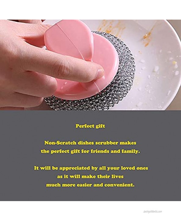 Non-Scratch Dishes Scrubber,Kitchen Steel Wool,Family Scrubbing Pad,Detachable Handle Cleaner Sponge,Easy Scouring Scrubbing Brush,Pot Pan Oven Washing Ball,Soft PET Material Cleaning Scourers10 Pcs
