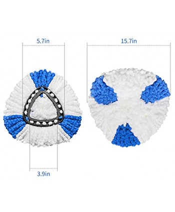 4 Pack Mop Head Replacement Microfiber Spin Mop Refill 360° Easy Cleaning Mop Replacement Heads Mop Refills Blue & White