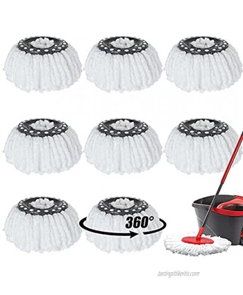 GLEEJON 8 Pack Spin Mop Replacement Head for Standard Size Spin Mop Systems Microfiber Spin Mop Refills Replacement Mop Head for 360 Degree Spin Magic Mopping Round Shape