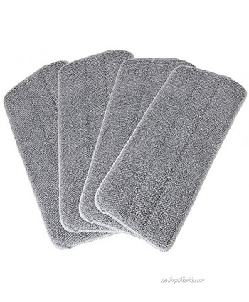 LEARJA Flat Mop Head Refill 4 Pack Grey Replacement Mop Pads Microfiber Cleaning Pads for Squeeze Flat Mop Wet or Dry Usage on Hardwood Laminate Tile Washable & Reusable Mop Clothes 4PC