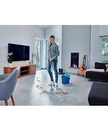 Leifheit Mop Power Mop 3-in-1 for Stubborn Dirt on Tiles and Stone Floors Adjustable Handle for Back-Friendly Cleaning Mop with Long Microfiber and Viscose Strips. Cloth Mop