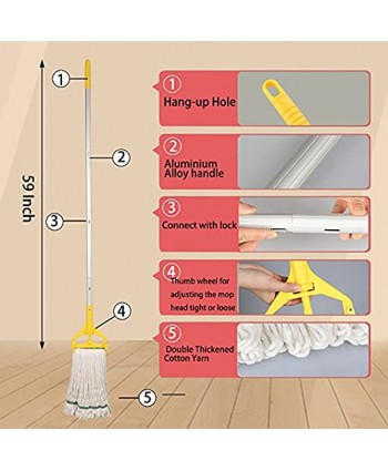 OFO Loop-End String Mop Heavy Duty Commercial Industrial Mop with Extra Mop Head Replacement 59 inch Aluminium Alloy Pole
