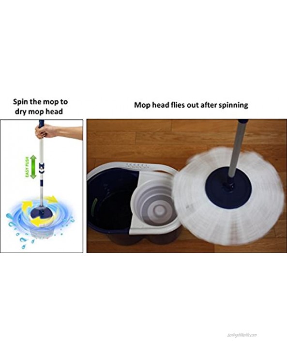 Twist and Shout Mop Award Winning Original Hand Push Spin Mop Life Time Warranty 2 Microfiber Mopheads Included
