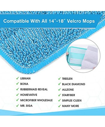 4 Pack 18" Microfiber Spray Mop Pads Washable  360 Wet Dry Floor Cleaning and Scrubbing mops Fit All Spray Mops and Reveal Mops