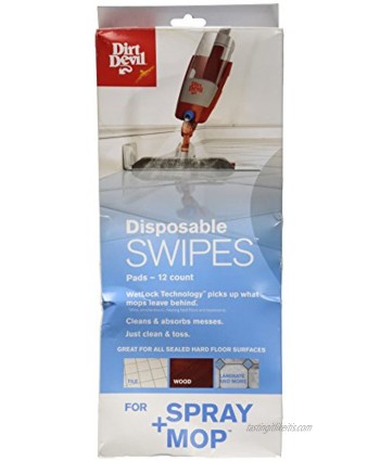 Dirt Devil Disposable Swipes Pads for Spray Mop AD51050 12 Pack White