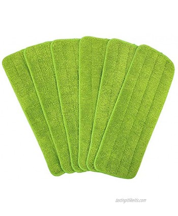 Flammi 6 Pack Microfiber Spray Mop Replacement Heads for Wet Dry Mops Compatible with Bona Floor Care System Reusable Mop Refills Cleaning Pads Green