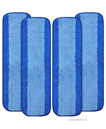 KEEPOW Microfiber Cleaning Pads Compatible with Bona Hardwood Floor Premium Spray Mop 18 Inch Washable & Reusable Refills 4 Pack