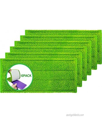 Microfiber Mop Pads 6 Pack Fit Swiffer WetJet Reusable and Washable Microfiber Mop Pad Refills Cleaning of Wet or Dry Floors Fitting for Home Office Cleaning Supplies Green