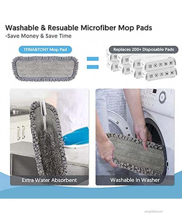 TINA&TONY Microfiber Spray Mop Replacement Heads 15.7 Washable Floor Cleaning Pads for Wet Dust Mops Heads Refills Pads Compatible with Bona Floor Care System for Kitchen Home Floor Cleaning,5 Pack
