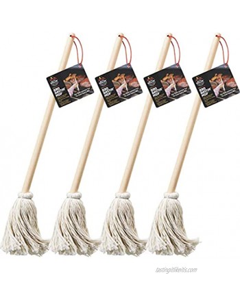 Better Grillin BBQ Bastin Mop Basting Barbecue Brush Mop Easily Applies Marinades Sauces Washes Out 16in Handle 4pk
