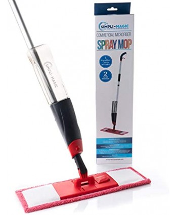 Simpli-Magic Sanitizing Cleaning Kit with 5 Microfiber Cloths and 2 Mop Heads Included Black Red