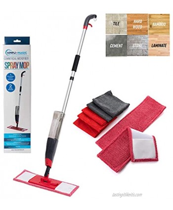 Simpli-Magic Sanitizing Cleaning Kit with 5 Microfiber Cloths and 2 Mop Heads Included Black Red