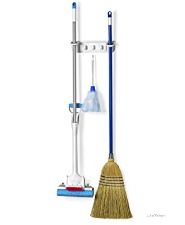 Spectrum Diversified Mop & Broom Holder & Organizer Cleaning Supplies Storage Utility Closet Storage & Organization for Cleaning Supplies Garage Storage for Brooms & Mops