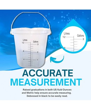 3 Gallon Measuring Bucket Versatile 3 Gal Bucket Can Be Used As Water Bucket or Mop Bucket Durable and Accurate Cleaning Bucket With Handle