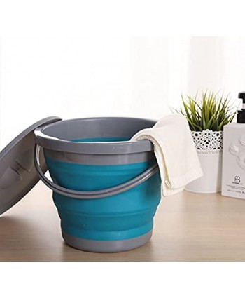 AAKitchen 5L Collapsible Water Bucket with Lid Portable Folding Water Container Space Saving Bucket for Fishing Camping Car Washing Home Storage and Outdoors Wash Pail Water Container Blue