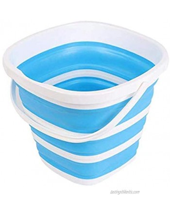 Ahyuan Collapsible Square Handy Bucket 10L2.64Gallon Foldable Rectangular Tub Water Pot Portable Water Pail Space Saving Water Container for RV Camping Marine Outdoor Activities Blue White