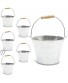 Galvanized Metal Buckets with Wooden Handles for Decoration 4.5 in 6 Pack