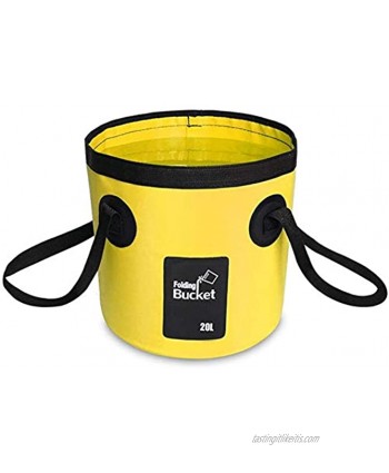 WINZSC Convenient Outdoor Waterproof Bag Travel Fishing Folding Bucket Bag Portable Travel Bag Car Wash Bucket Foot Tub Camping Water Container Foldable Collapsible Bucket 20L,Yellow