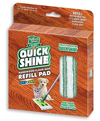 Quick Shine Hardwood Floor Cover Refill Mop Pad 12" W x 6" D x 1 2" Thick White
