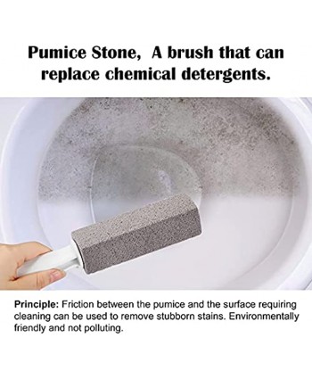 2 Pack Pumice Stone Toilet Bowl Clean Brush with Handle Remove Toilet Bowl Hard Water Rings Calcium Buildup and Rust Suitable for Cleaning Toilet Bathroom Kitchen Sink Grill（Gray