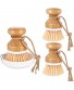 4-Piece Dish Brush Set Include 3 Pieces Bamboo Palm Dish Brush Cleaning Scrub Brush Household Pot Scrubber Brush and 1 Holder for Dishes Pots Pans Kitchen Sink Cleaning