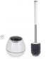 BOOMJOY Toilet Brush and Holder Set Silicone Bristles Bathroom Cleaning Bowl Brush Kit with Tweezers White