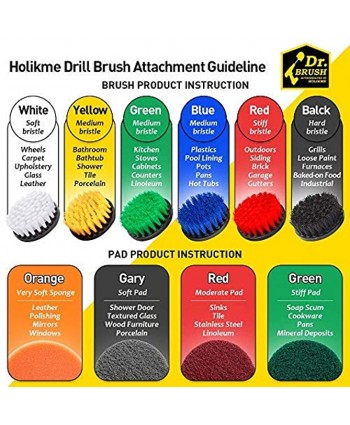 Holikme 20Piece Drill Brush Attachments Set,Black Scrub Pads & Sponge Power Scrubber Brush with Extend Long Attachment All Purpose Clean for Grout Tiles Sinks Bathtub Bathroom Kitchen & Automo