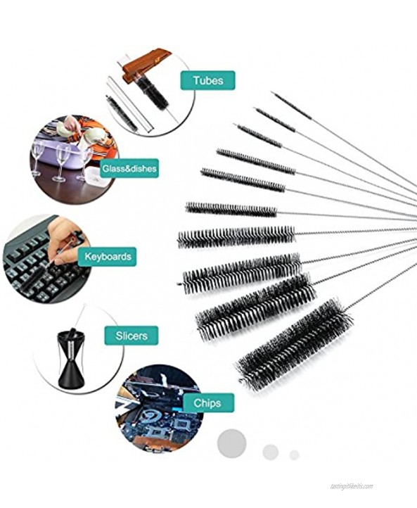 LoveInUSA 8 Inch Nylon Tube Pipe Brushes Cleaning Brush Set,with Protective Cap for Drinking Straws Glasses Keyboards Jewelry Cleaning 10 Packs