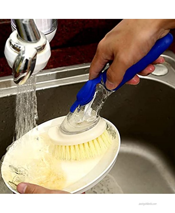 MEETSWEET soap Dispenser dishwashing Brush Replaceable Heavy Pot Brush Blue Color