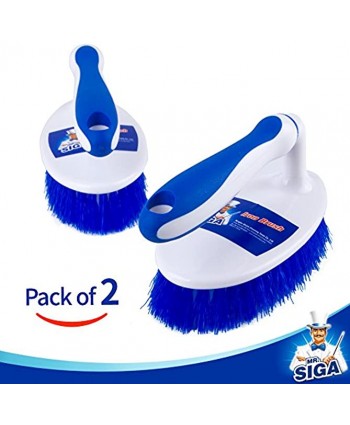 MR.SIGA Heavy Duty Scrub Brush with Comfortable Grip Cleaning Brush for Bathroom Shower Sink Floor 2-Pack